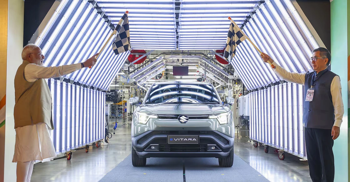 PM Flags Off India’s First Made-in-India Electric SUV Maruti Suzuki’s e-Vitara, Set to Go Global